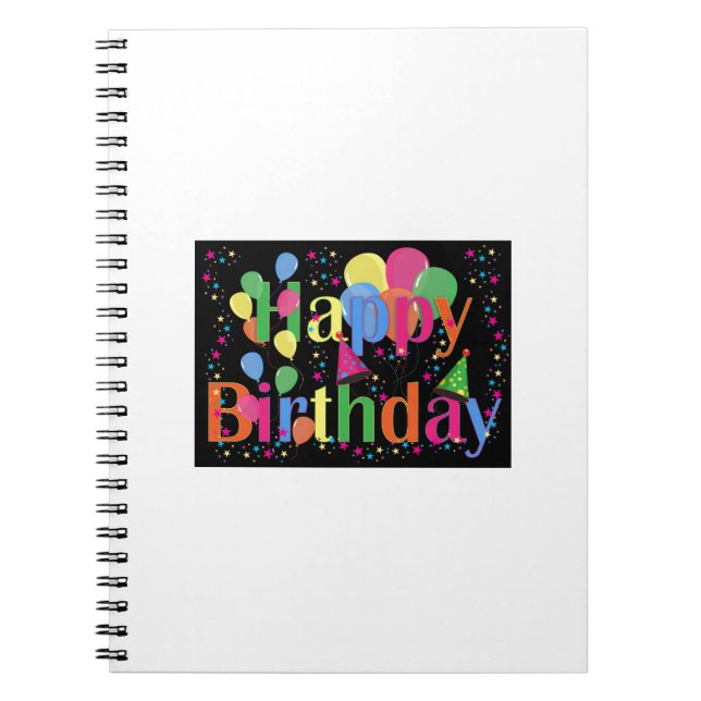 Cute Simple Colourful Happy Birthday Notebook (Front)