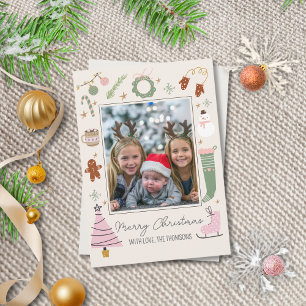 Cute Simple Cosy Pastel Christmas Photo  Holiday Card