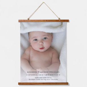 Cute Simple Custom Photo Hello Baby Newborn Birth Hanging Tapestry