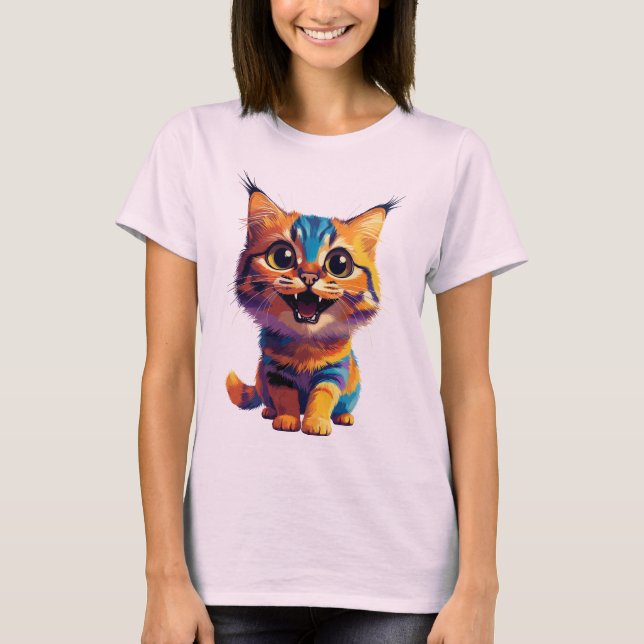Cute simple design color cat lover  T-Shirt (Front)