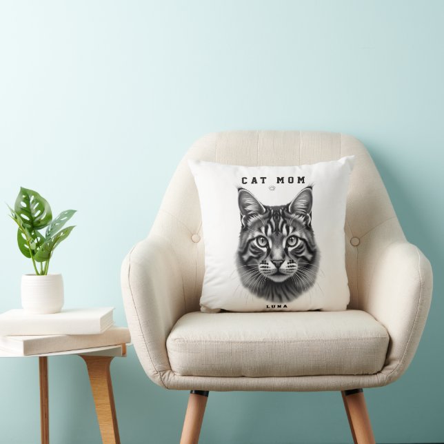 Cute Simple Design Custom Cat Mum Black Cat Lover Cushion (Chair)