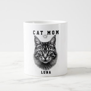 Cute Simple Design Custom Cat Mum Black Cat Lover Large Coffee Mug