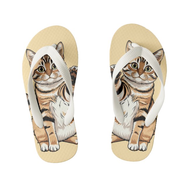 Cute simple design men cat lover kid's jandals (Footbed)