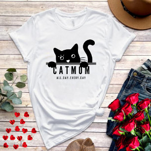 Cute simple design womens black cat lover mom T-Shirt
