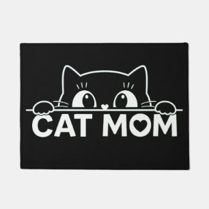 Cute simple design womens black cat lover mum doormat