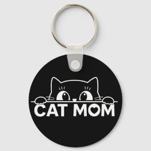 Cute simple design womens black cat lover mum key ring
