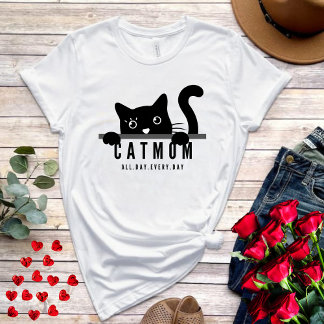 Cute simple design womens black cat lover mum T-Shirt