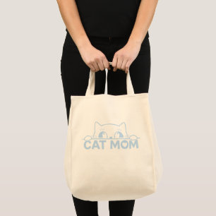 Cute simple design womens black cat lover mum tote bag