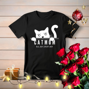Cute simple design womens white cat lover mum T-Shirt