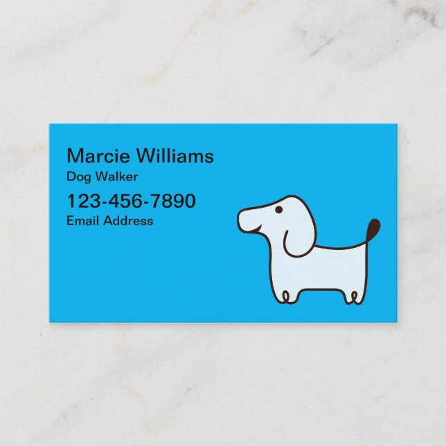 Cute Simple Dog Walker Business Cards  (Front)