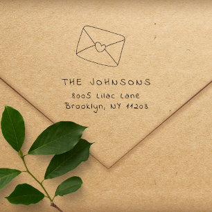 Cute Simple Envelope Handwritten Return Address Rubber Stamp