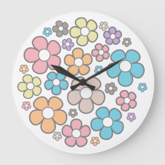 Cute simple flower illustration large clock