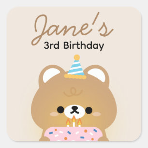Cute Simple Fun Birthday Party Square Sticker