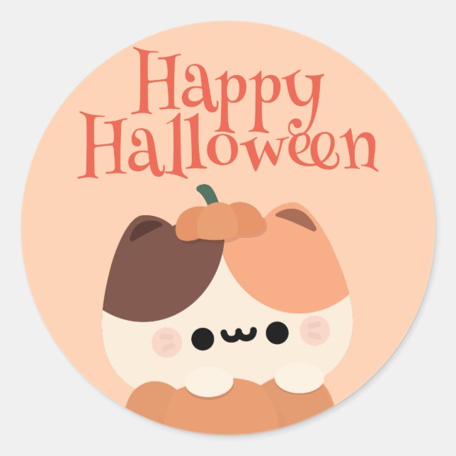 Cute Simple Fun Halloween Party Classic Round Sticker (Front)