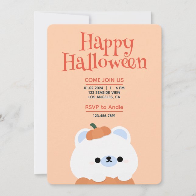 Cute Simple Fun Halloween Party Invitation (Front)