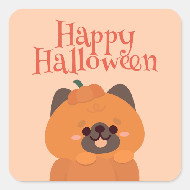 Cute Simple Fun Halloween Party Square Sticker (Front)