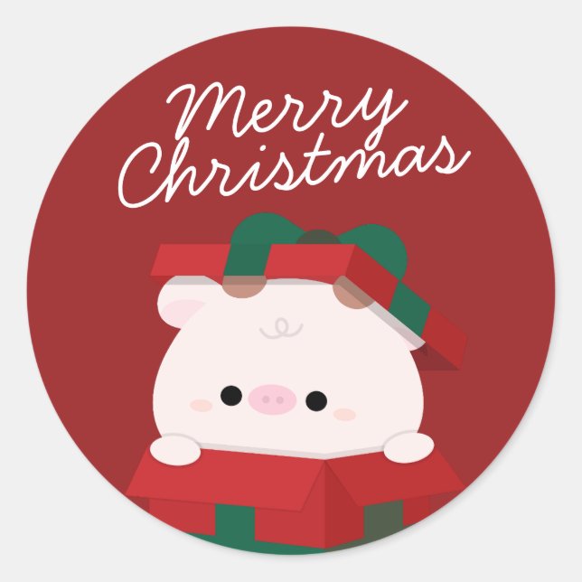 Cute Simple Fun Merry Christmas Classic Round Sticker (Front)
