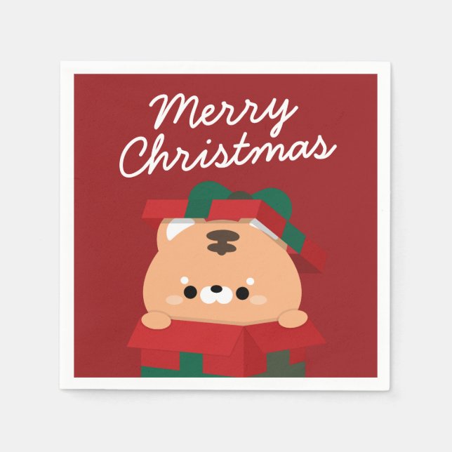 Cute Simple Fun Merry Christmas Napkin (Front)
