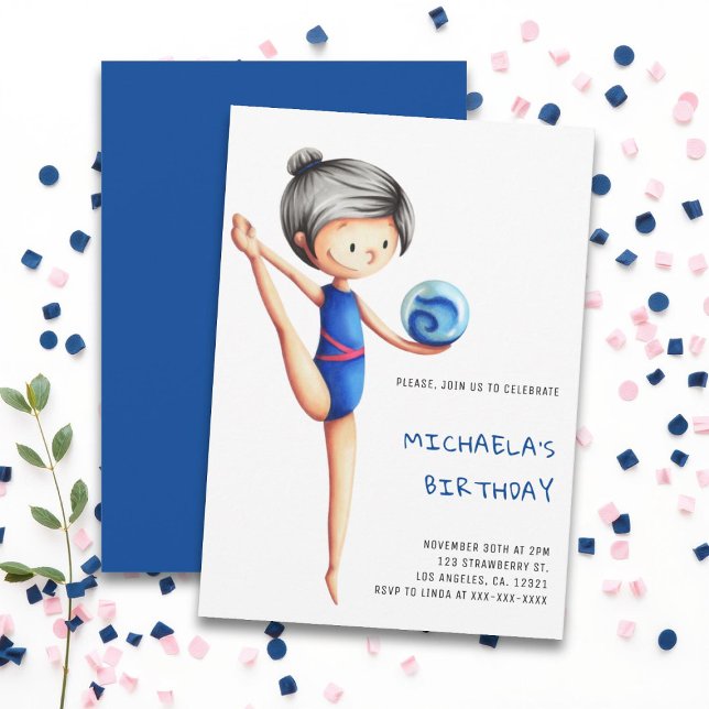 Cute Simple Girl Gymnastics Birthday Party Invitation (Creator Uploaded)