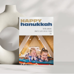 Cute Simple Happy Hanukkah Custom Photo Holiday  Card