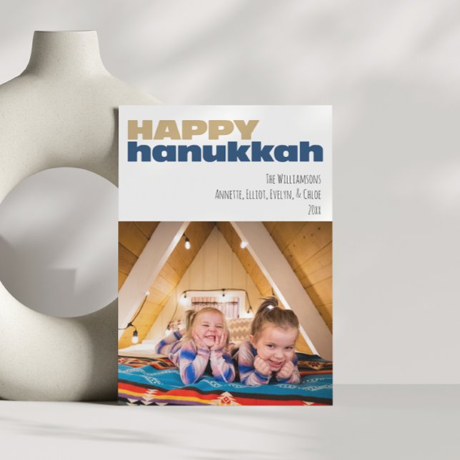Cute Simple Happy Hanukkah Custom Photo Holiday  Card (Creator Uploaded)