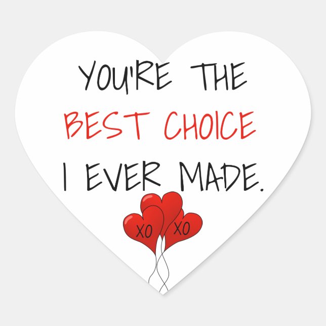 Cute Simple Heart Balloons Best Choice Valentines Sticker (Front)