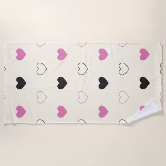 Cute Simple Heart Pattern Beach Towel