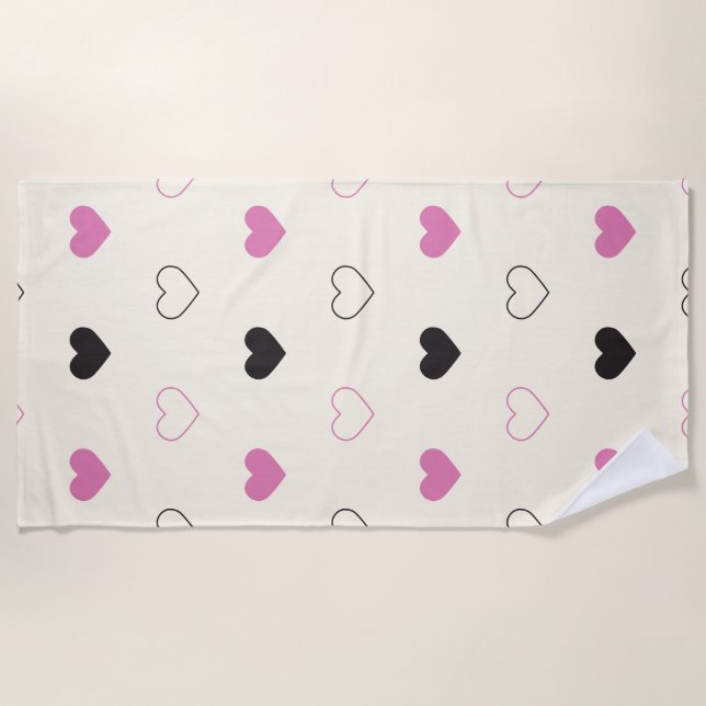 Cute Simple Heart Pattern Beach Towel (Front)