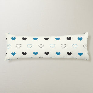 Cute Simple Heart Pattern blue black cream Body Cushion