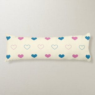 Cute Simple Heart Pattern blue pink cream Body Cushion