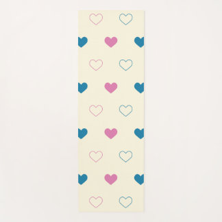 Cute Simple Heart Pattern blue pink cream Yoga Mat