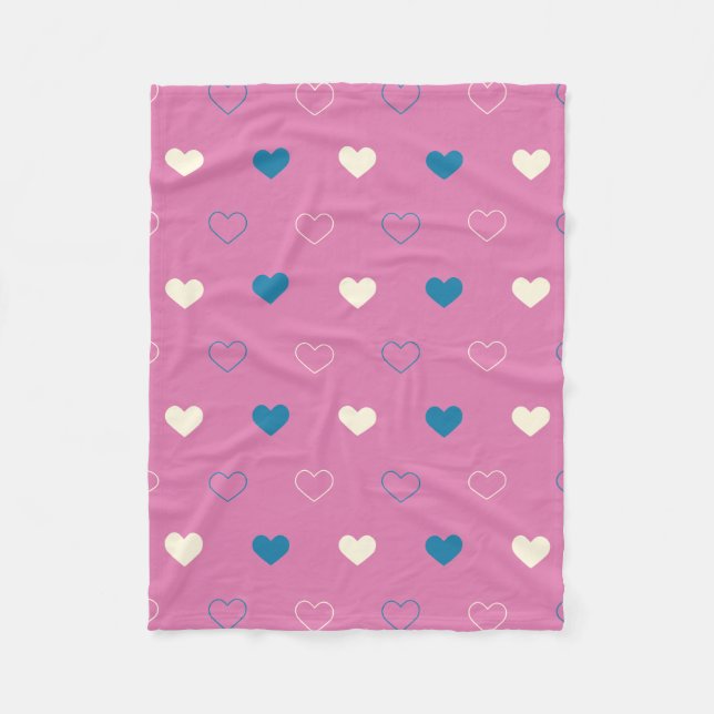 Cute Simple Heart Pattern Fleece Blanket (Front)
