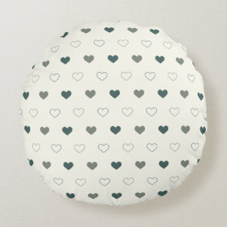 Cute Simple Heart Pattern green cream Round Cushion