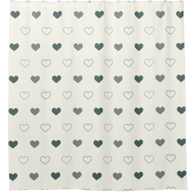 Cute Simple Heart Pattern green cream Shower Curtain (Front)