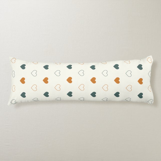 Cute Simple Heart Pattern Orange Cream Green Body Cushion (Front)