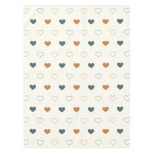 Cute Simple Heart Pattern Orange Cream Green Tablecloth