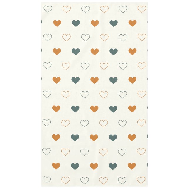 Cute Simple Heart Pattern Orange Cream Green Tablecloth (Front)