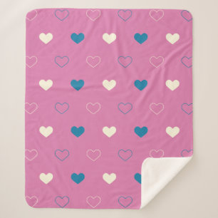 Cute Simple Heart Pattern Sherpa Blanket