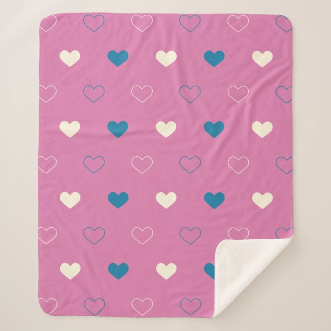 Cute Simple Heart Pattern Sherpa Blanket (Front)