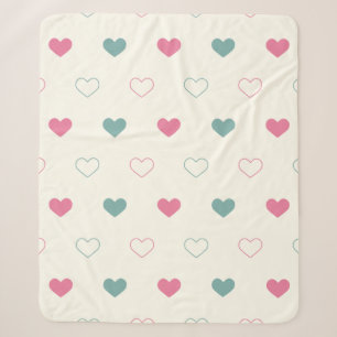 Cute Simple Heart Pattern Sherpa Blanket