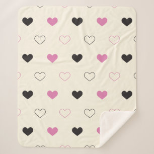 Cute Simple Heart Pattern Sherpa Blanket