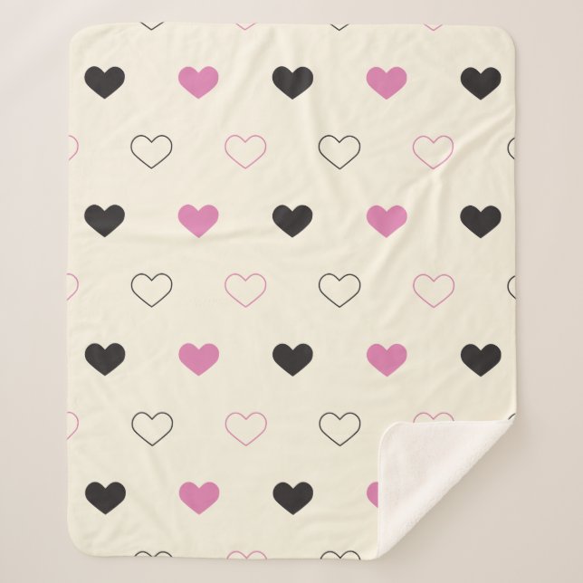 Cute Simple Heart Pattern Sherpa Blanket (Front)