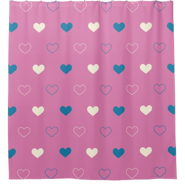 Cute Simple Heart Pattern Shower Curtain (Front)