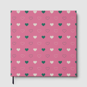Cute Simple Heart Seamless pink / green Guest Book