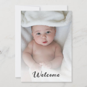 Cute Simple Hello Baby Custom Photo Newborn Birth Announcement