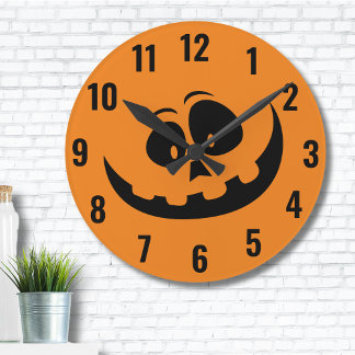 Cute Simple Jack O Lantern Round Clock