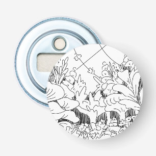 Cute Simple Line Art Plants and Flowers Bottle Opener