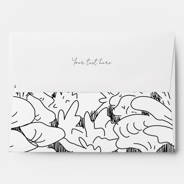 Cute Simple Line Art Plants and Flowers Envelope (Back (Top Flap))