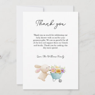 Cute Simple Little Bunny Wildflowers Baby Shower Thank You Card