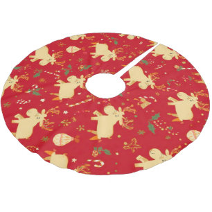 Cute Simple merry christmas cartoon reindeer patte Brushed Polyester Tree Skirt